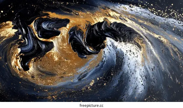 Abstract Painting of Gold and Dark Blue