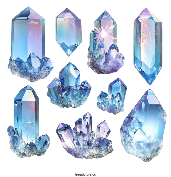 [Transparent Background PNG]Beautiful Blue and Purple Crystal Collection