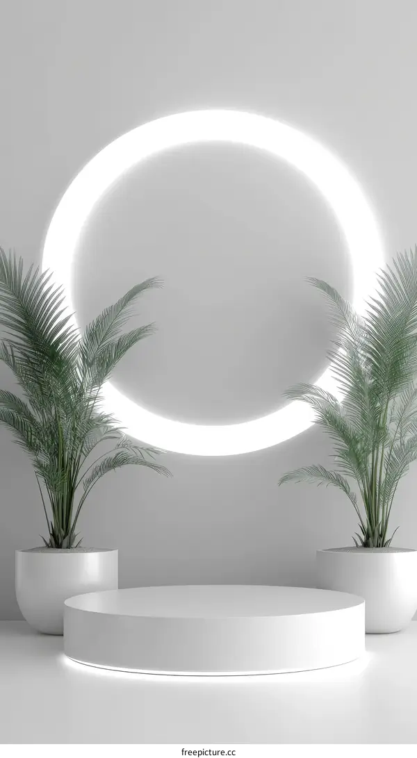 Minimalist White Podium Display with Plants