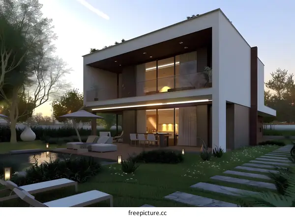 Modern House with Pool and Patio