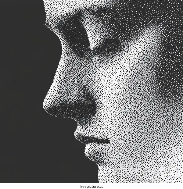 Profile Portrait in Stipple Art Style