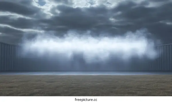 Foggy Night Scene Industrial Landscape