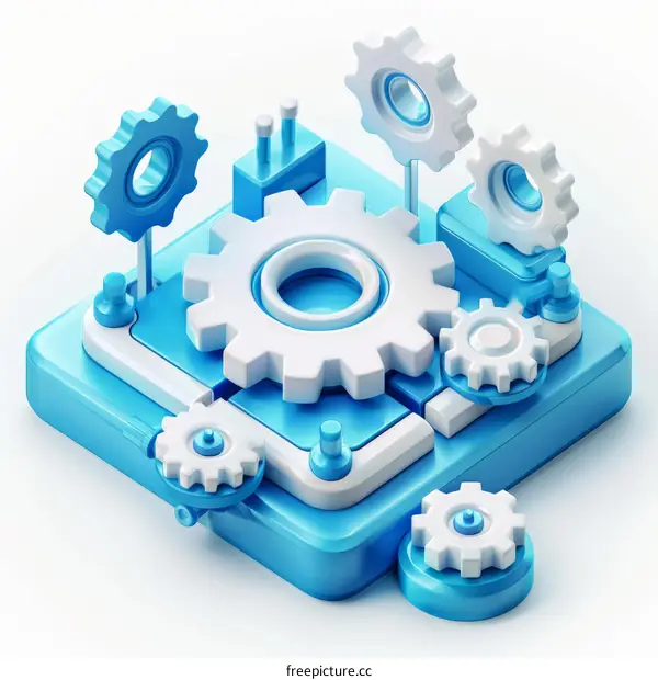 3D Illustration of Interlocking Gears