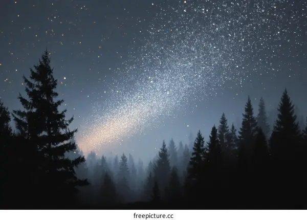 Starry Night Forest Silhouette