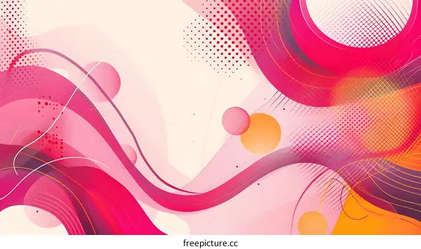 Abstract Pink and Orange Background with Swirls and Dots