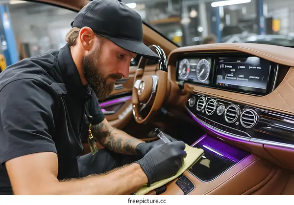 Auto Detailing Service Interior of Luxury Car