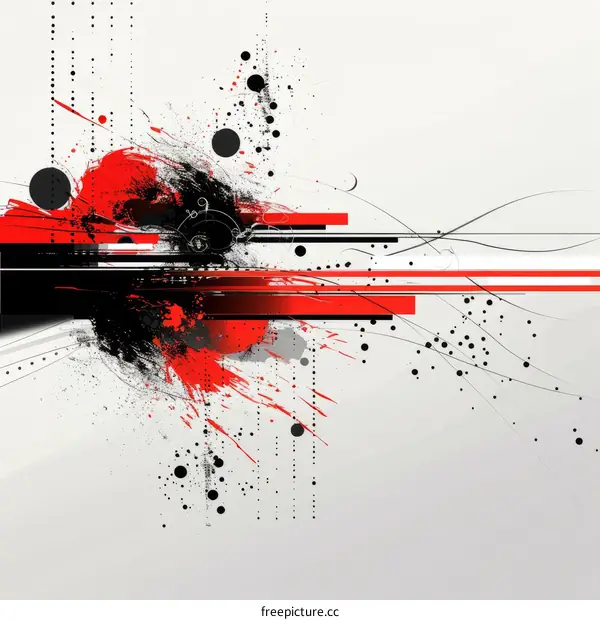 Black red and white abstract painting