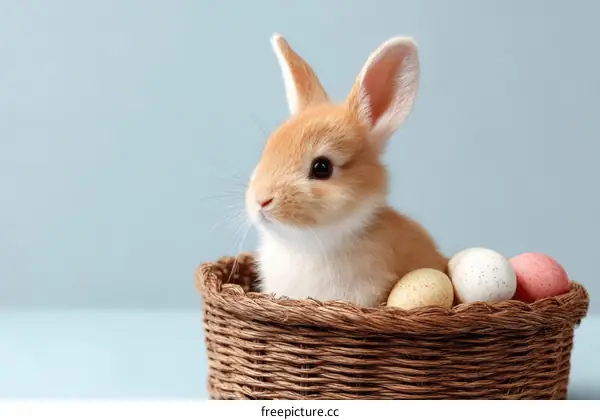 Adorable Baby Easter Bunny in a Basket