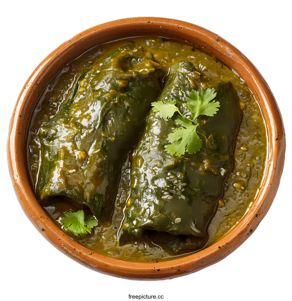 [Transparent Background PNG]Stuffed Poblano Peppers in Green Sauce