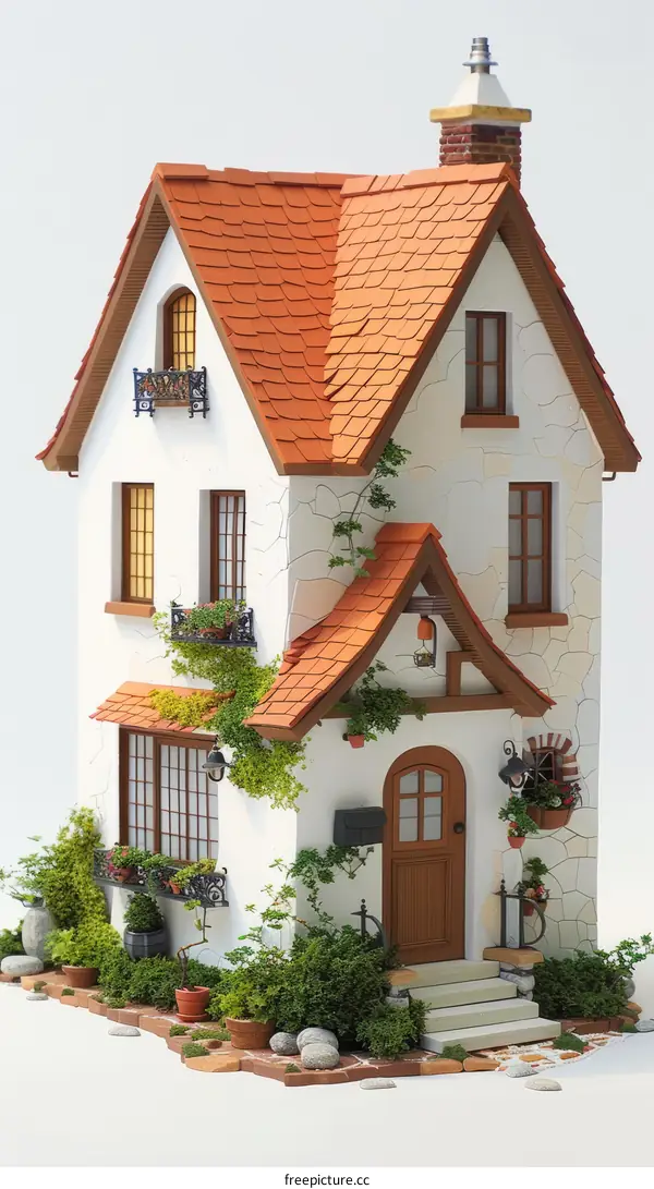 Charming European-Style House with Orange Roof