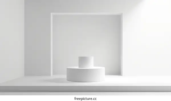 White podium with spotlight in minimal scene