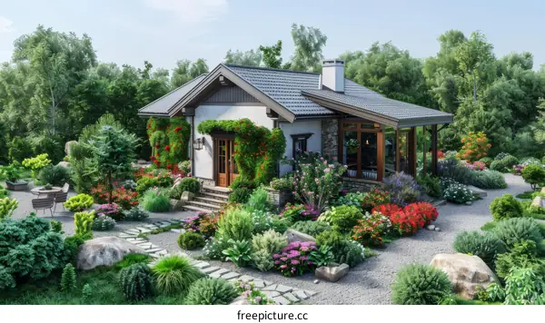 A Beautiful House Surrounded by a Garden