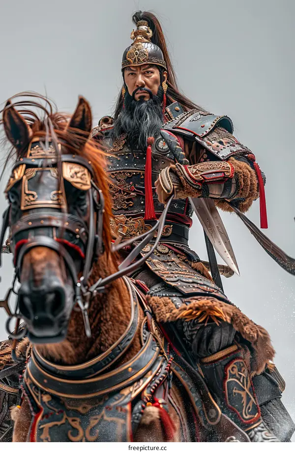 Portrait of a Qing Dynasty Mongolian General in Traditional Gear