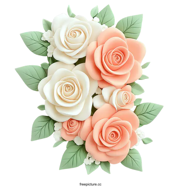 [Transparent Background PNG]Sculptural Rose Arrangement Design