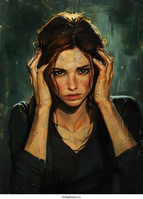 Portrait of a young woman with brown hair and green eyes