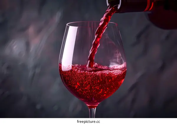 Red wine being poured into a glass
