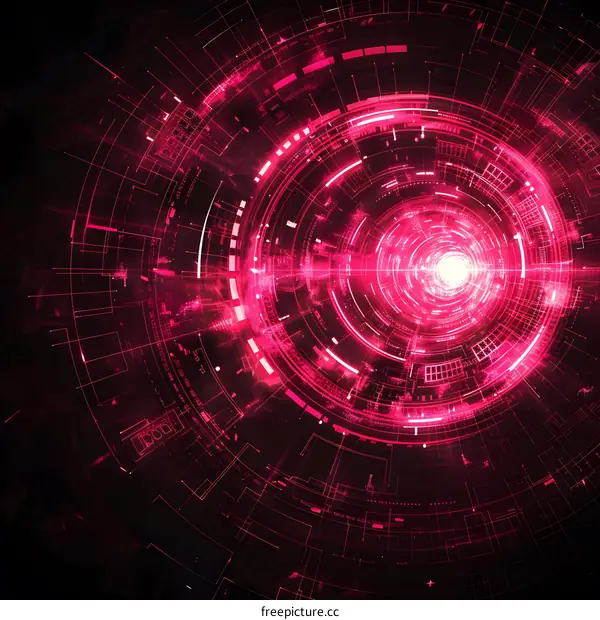 Pink Glowing Circuit Board