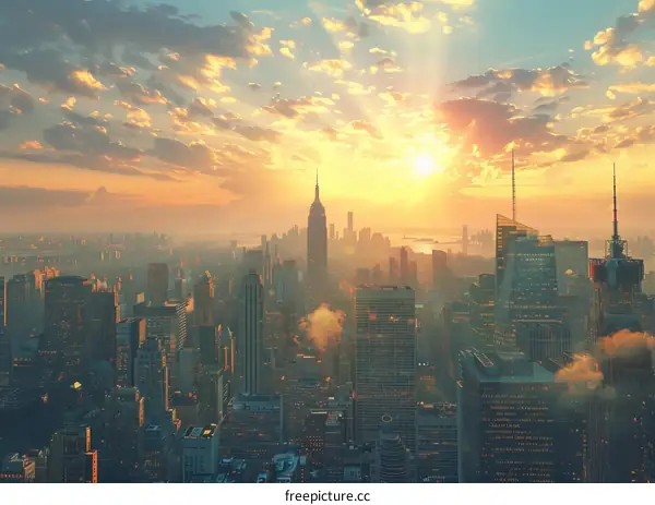 New York City Skyline at Sunset