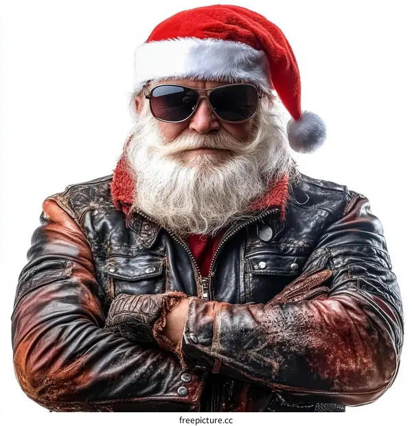 Santa Claus in a Cool Motorcycle Jacket