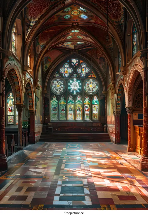 ornate colorful gothic chapel interior