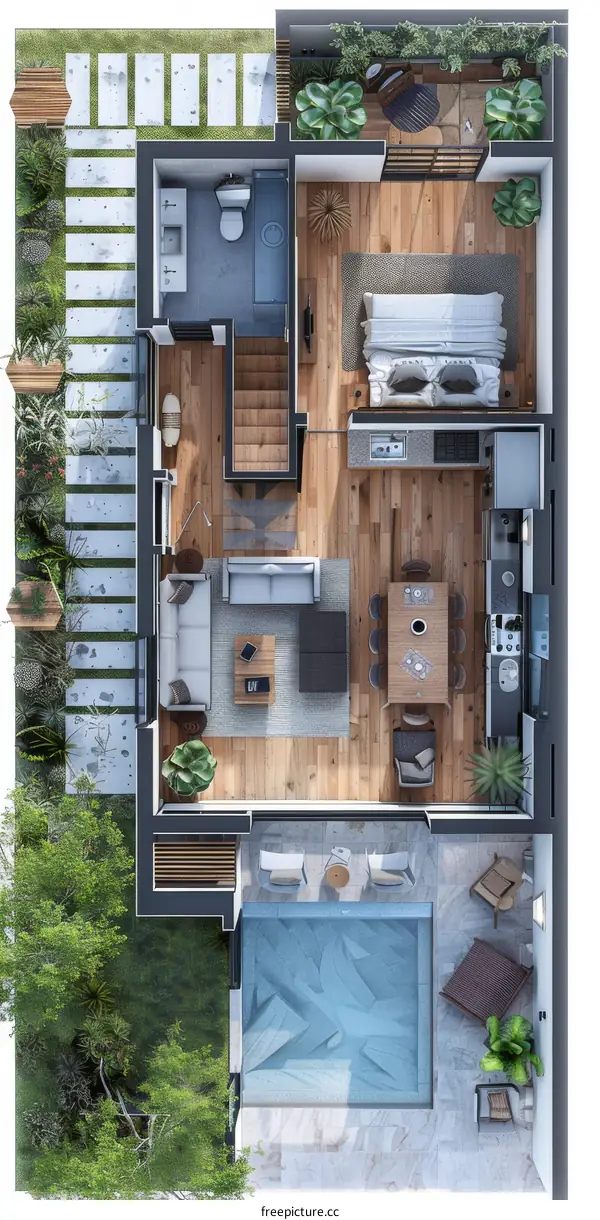 Modern Home with Pool and Gorgeous Landscaped Garden