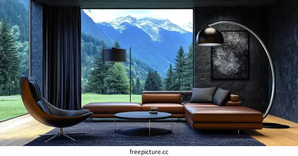 Modern Mountain View Living Room Design
