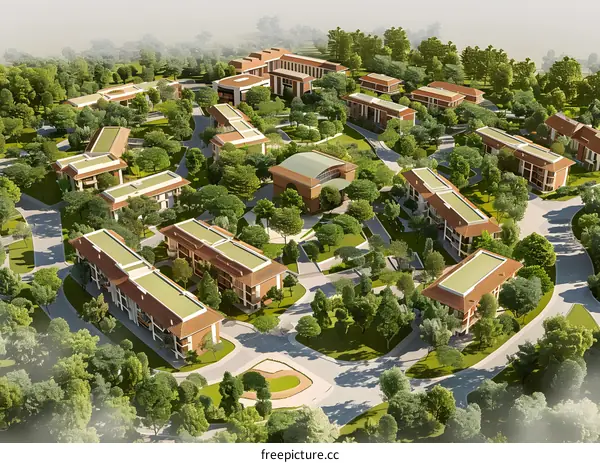 Aerial View of a University Campus