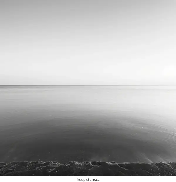 Black and White Photo of a Calm Sea Surface