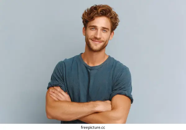 Portrait of a Smiling Man with Curly Hair
