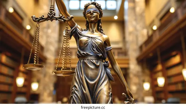 Statue of Justitia, the Roman goddess of justice