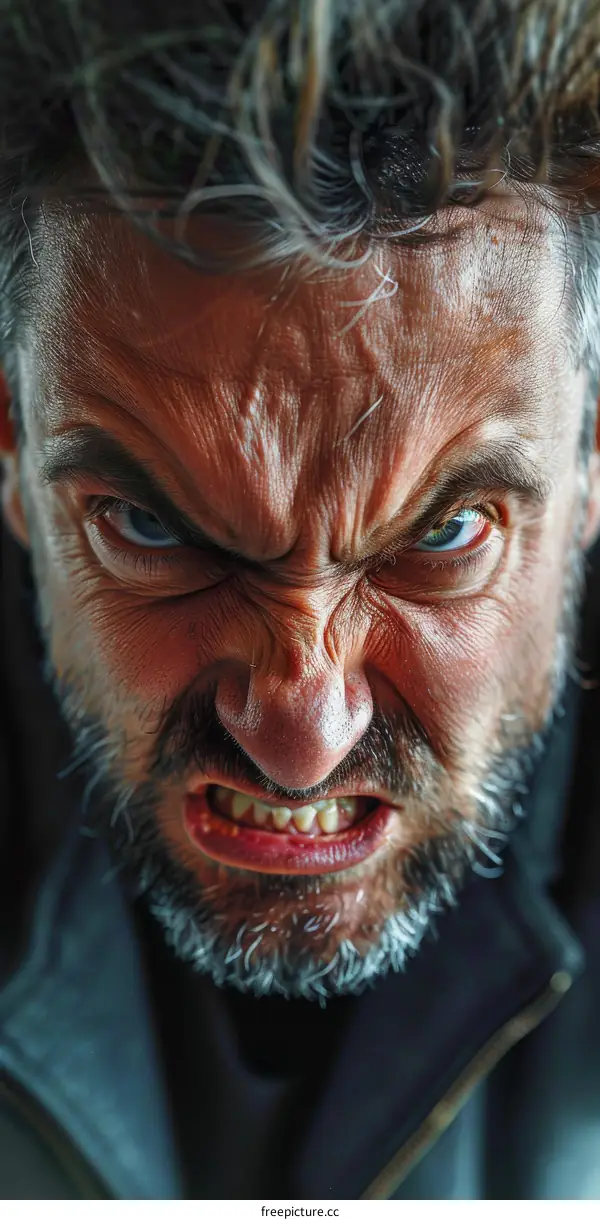 Angry Man Close Up Portrait