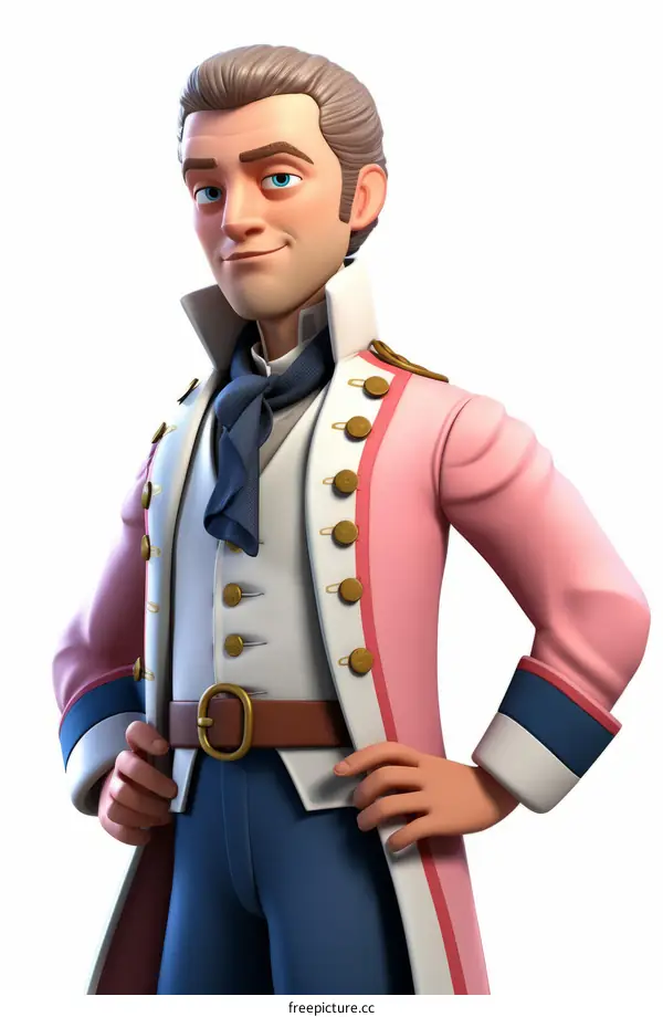 3D Cartoon Man in Pink Coat