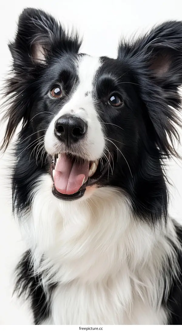 A cute Border Collie dog with a happy expression on its face