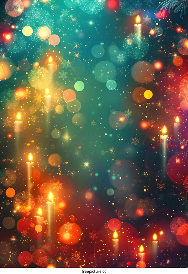 Christmas candles and snowflakes