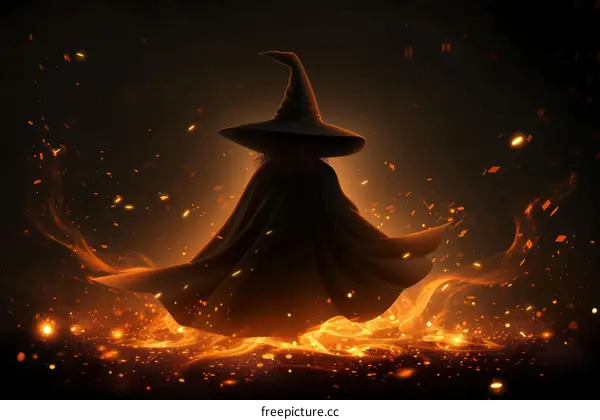 fantasy witch in the fire