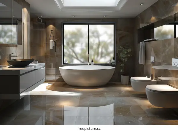 Modern Luxurious Bathroom Design with Elegant Tiles