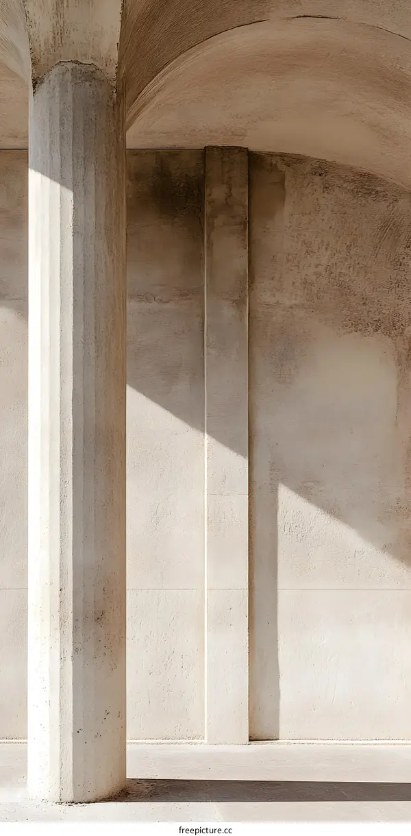 Minimalist Concrete Column and Wall Architecture