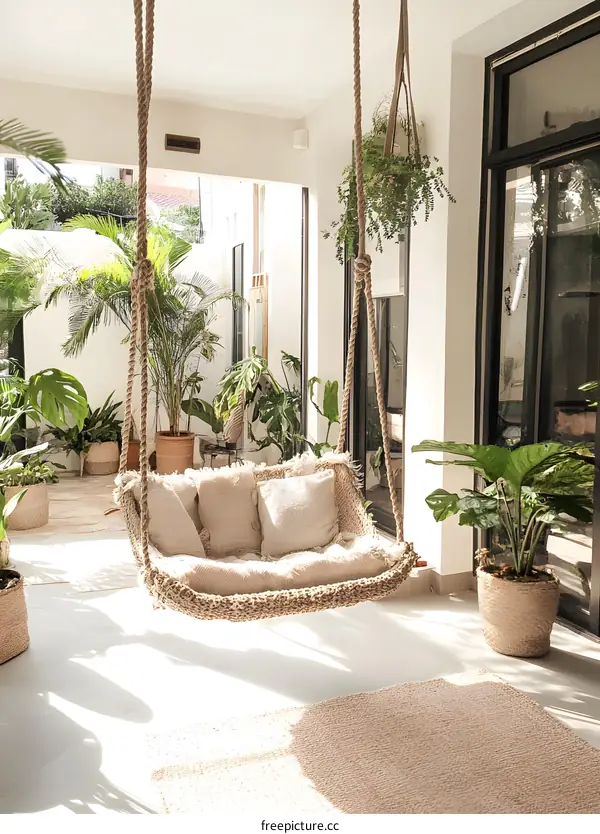 Rope Swing in a Minimalist Patio