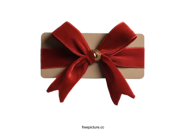 [Transparent Background PNG]Gift Card with Red Velvet Ribbon Bow