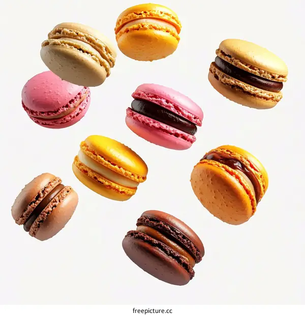 Colorful Macarons in the Air