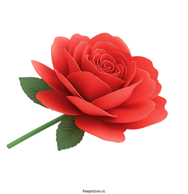 [Transparent Background PNG]Beautiful Red Rose Illustration