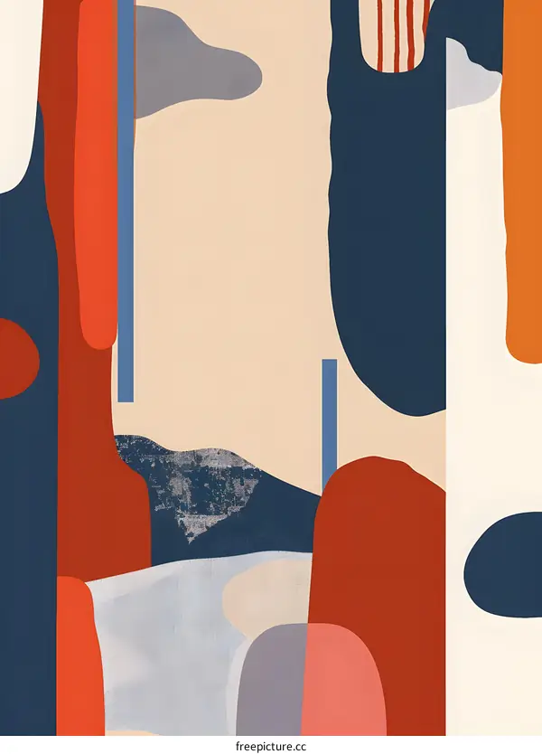 Abstract Art With Red Blue And White Colors