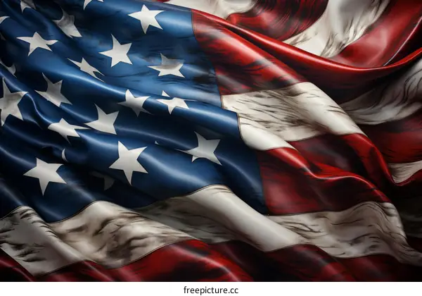 Close-up Photo of the American Flag Waving in the Wind