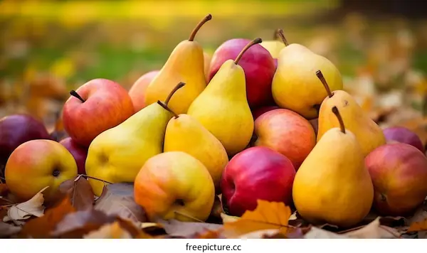 Crisp and Juicy Pears and Apples in Autumn
