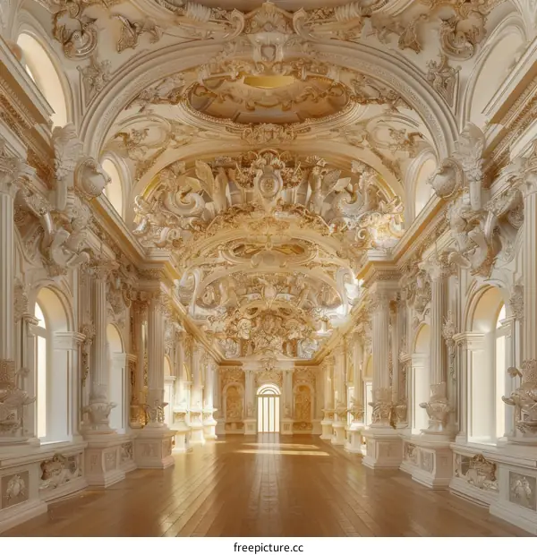 Ornate Baroque Palace Hall Interior Design