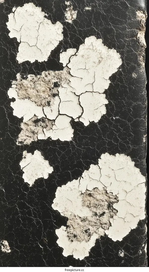 Cracked Paint Texture on Black Leather