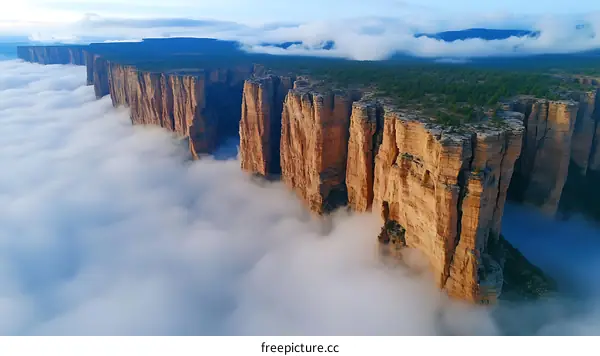 Majestic Mountainous Cliffside Above the Clouds