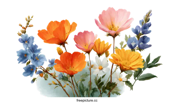 [Transparent Background PNG]Vibrant Floral Arrangement Illustration