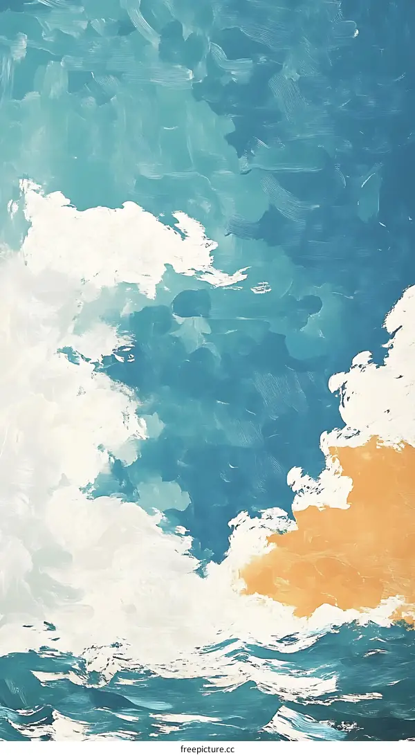 Abstract Painting of Sea and Sky in Blue and White