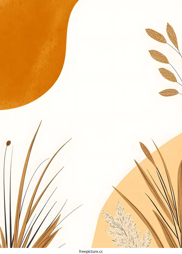 Minimalist Boho Grass and Leaves Illustration